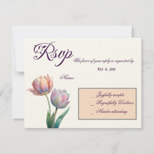Romantische und poetische Pasta Tulips Wasserfarbe RSVP Karte
