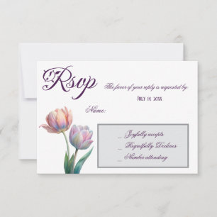Romantische und poetische Pasta Tulips Wasserfarbe RSVP Karte