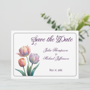 Romantische und poetische Pasta Tulips Wasserfarbe Save The Date
