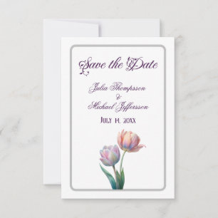 Romantische und poetische Pasta Tulips Wasserfarbe Save The Date