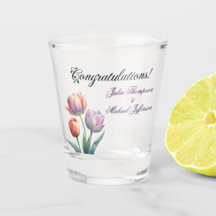 Romantische und poetische Pasta Tulips Wasserfarbe Schnapsglas