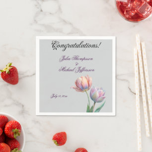 Romantische und poetische Pasta Tulips Wasserfarbe Serviette