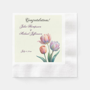 Romantische und poetische Pasta Tulips Wasserfarbe Serviette