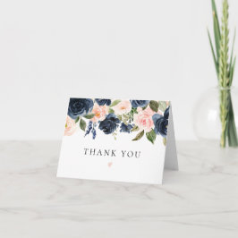 Romantische und süße Navy Blush Floral Dankeskarte