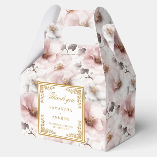 Romantische und zeitlose blütenreiche Gastgeschenk Geschenkschachtel (Romantic & Timeless blush floral wedding favor box)