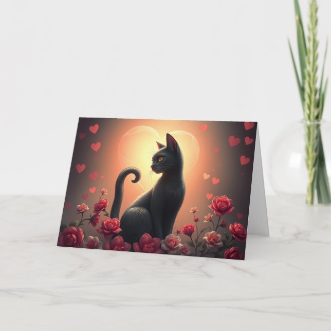 Romantische Valentine Cat Card Dankeskarte (Vorderseite)