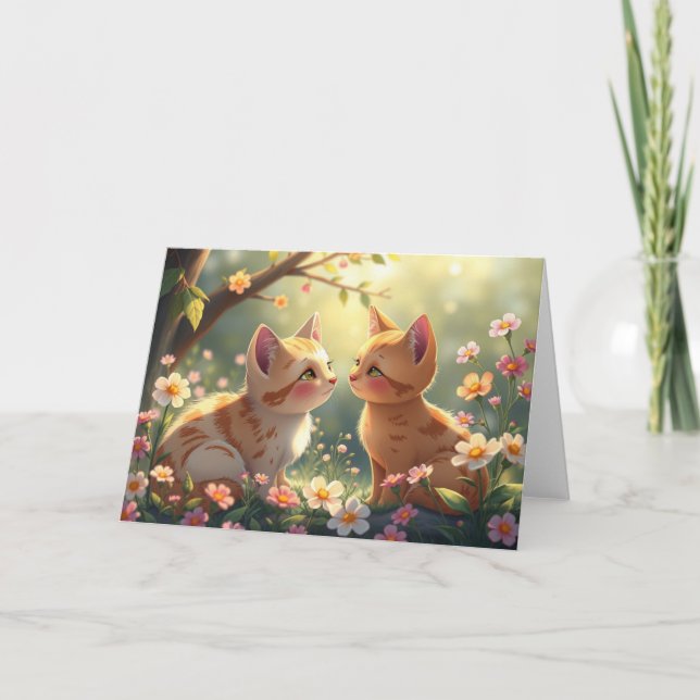 Romantische Valentine Cat Card Dankeskarte (Vorderseite)