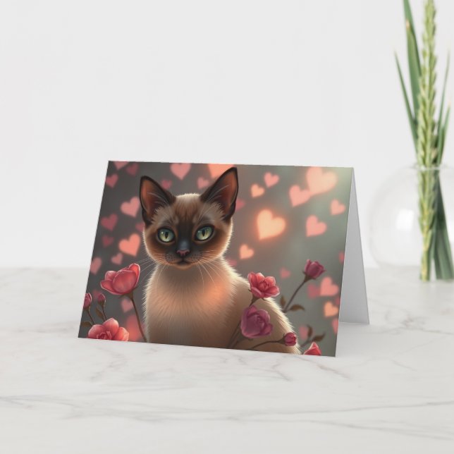 Romantische Valentine Cat Card Dankeskarte (Vorderseite)