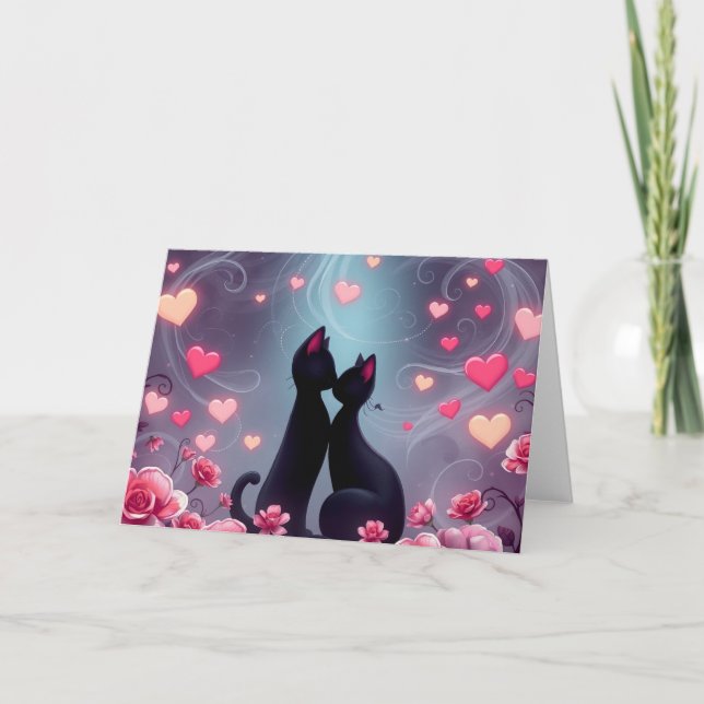 Romantische Valentine Cat Card Dankeskarte (Vorderseite)