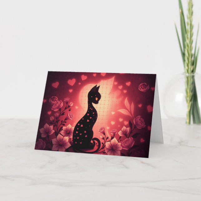 Romantische Valentine Cat Card Dankeskarte (Vorderseite)