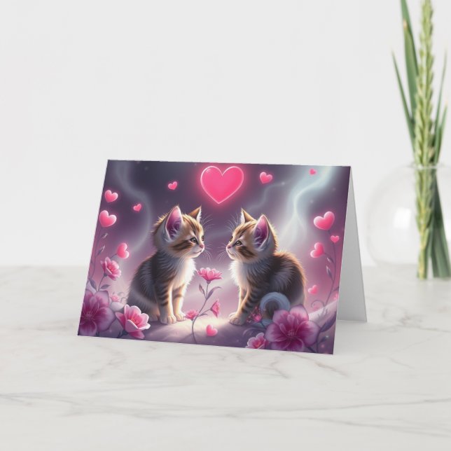 Romantische Valentine Cat Card Dankeskarte (Vorderseite)
