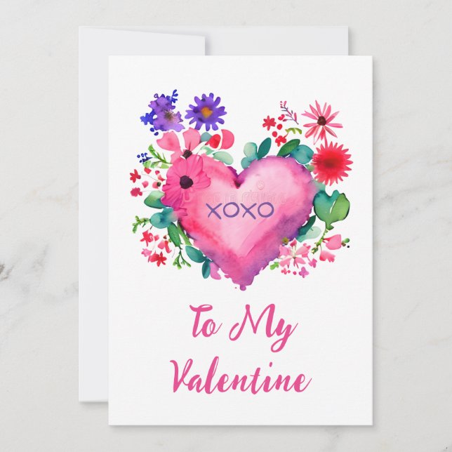 Romantische Valentinische Herzflatterkarte Feiertagskarte (Vorderseite)