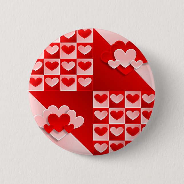 Romantische Valentinische Liebe Herz Rotes Herz Button (Vorderseite)