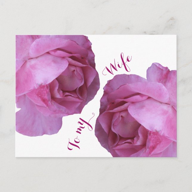 Romantische Valentinische Liebe hübsch rosa Rosen Postkarte (Vorderseite)