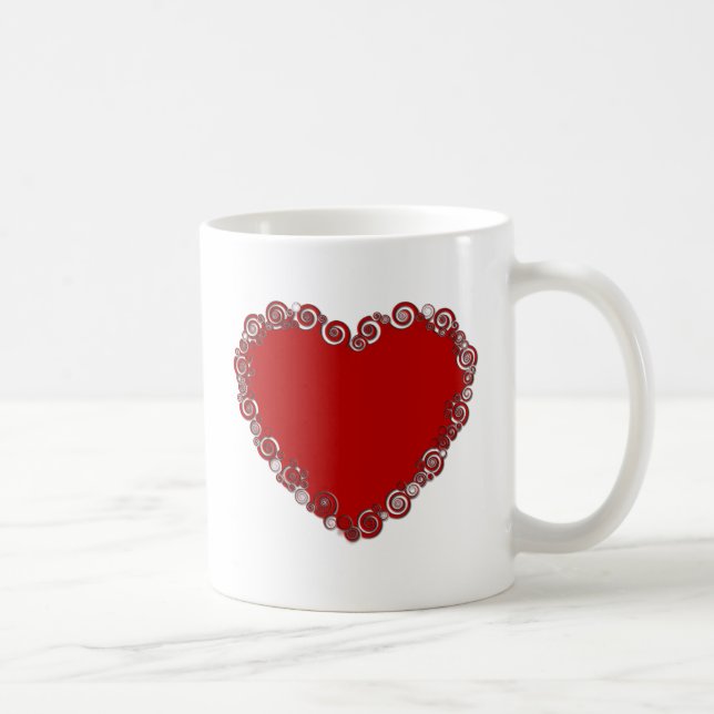 Romantische Valentinische Liebe Rotes Herz Kaffeetasse (Rechts)