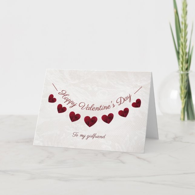 Romantische Valentinstagsgirlande Freundin Karte (Vorderseite)