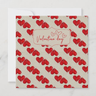 Romantische Valentintagskarte | Red Heart Pattern Feiertagskarte