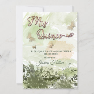 Romantische Vegetation Butterfly Garden Mis quince Einladung