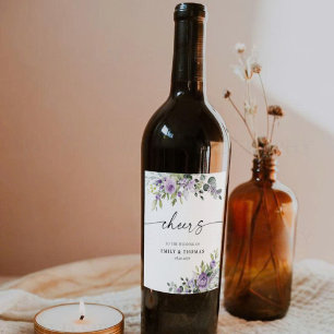 Romantische Veilchen Blumen Hochzeit Wein Etikett