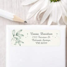 Romantische verblasste grüne Blätter Rücksendeadre