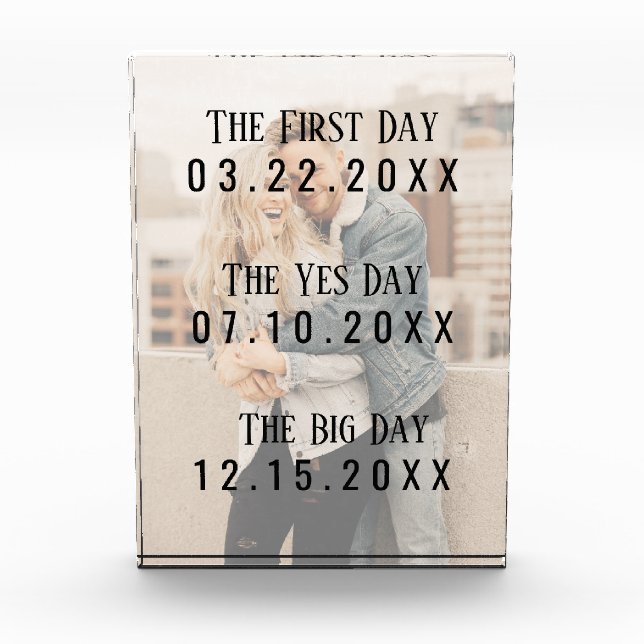 Romantische Verheiratete Couple Dates Picture Typo Fotoblock (Vorderseite)