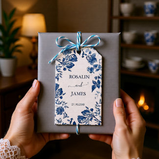 Romantische verstaubte blaue französische Toile Ho Geschenkanhänger