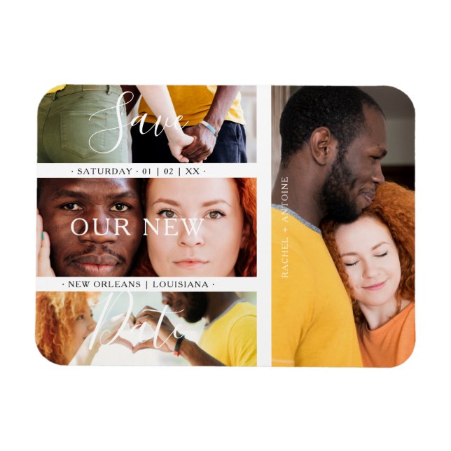 Romantische Vier-Hochzeiten-Verlobung-Fotos Collag Magnet (Horizontal)