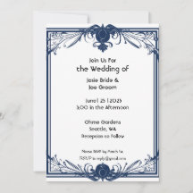 Romantische Viktorianisch-blaue Hochzeitseinladung