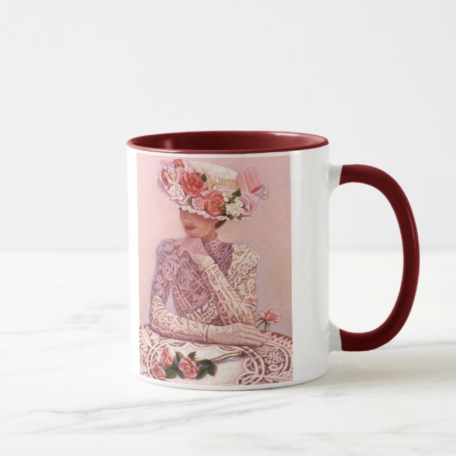 Romantische viktorianische Dame Coffee Mug Tasse (Rechts)