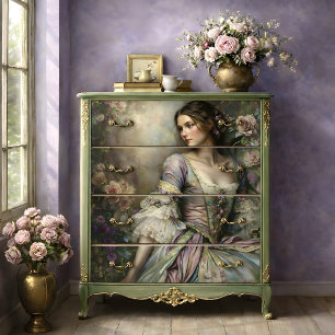 Romantische viktorianische Frau Blumenporträt Deco Seidenpapier