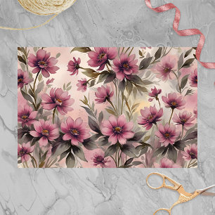 Romantische Vintag rosa Lila Aquarellblüten Seidenpapier