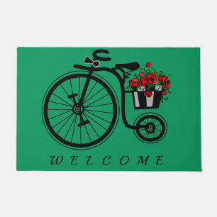 Romantische Vintage Blume Bike - Willkommen Fußmatte
