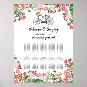 Romantische Vintage Blume Hochzeitsdiagramm Poster