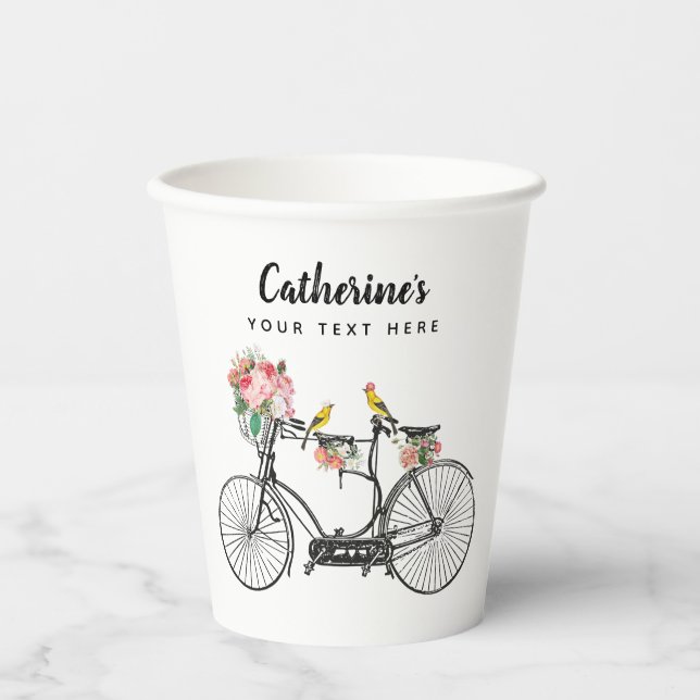 Romantische Vintage Blume Pappbecher (Vorderseite)