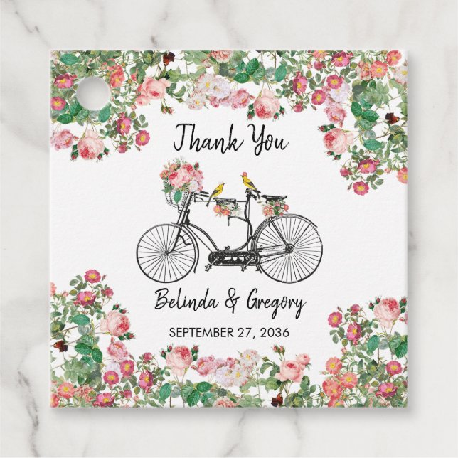 Romantische Vintage Blume und Hochzeiten von Vögel Geschenkanhänger (Vorderseite)
