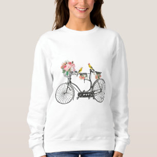 Romantische Vintage Blume und Vögel Sweatshirt