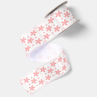 Romantische Vintage-Blumen-Karo-Rosa-Blüten Satinband