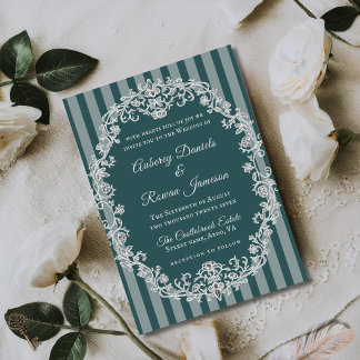 Romantische Vintage-Blumen-Monogramm-Hochzeit Einladung