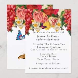 Romantische Vintage Blumenhochzeit Einladung