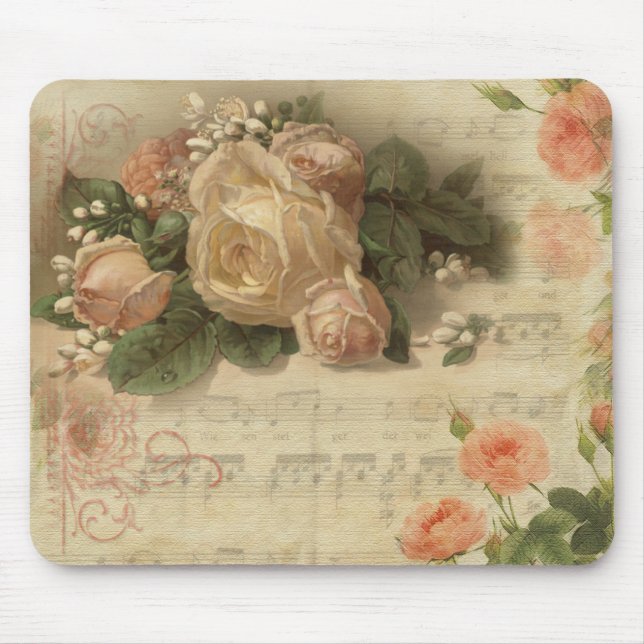 Romantische Vintage Blumenmousepad Mousepad (Vorne)