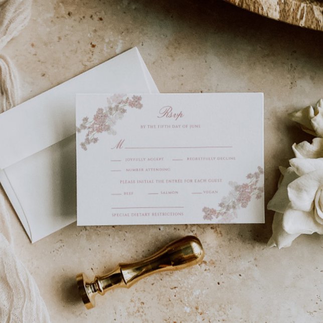 Romantische Vintage Blütenhochzeit RSVP Karte (Von Creator hochgeladen)