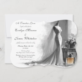 Romantische Vintage Bridal Sketch Hochzeit Einladu