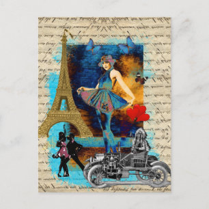 Romantische Vintage-Collage aus Paris Postkarte