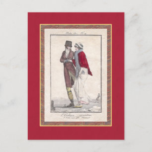 Romantische Vintage-Eisszene Elegantes Paar Postkarte