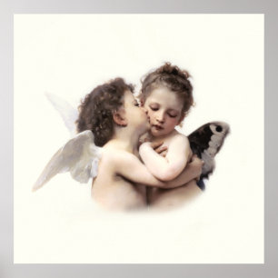Romantische Vintage Engel First Kis Poster