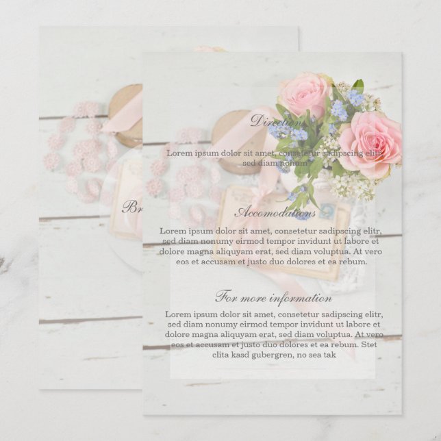 Romantische Vintage Frühjahrsfeier Blume Hochzeit  Einladung (Vorne/Hinten)