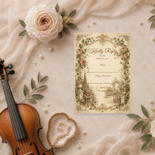 Romantische Vintage-Gartenhochzeit RSVP Karte