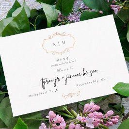 romantische Vintage Goldhochzeit RSVP Karte
