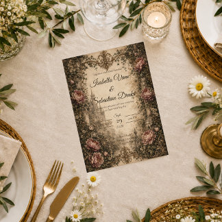 Romantische Vintage-Gotische Hochzeit Einladung