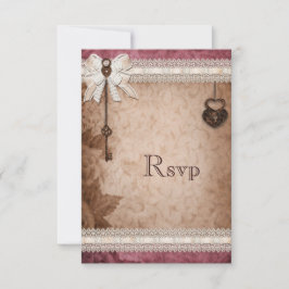 Romantische Vintage Herzklappen und Tastenkombinat RSVP Karte